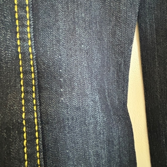 NWT Seductions Y2K dark wash jean jacket gold stitching size M (fits small) - Picture 11 of 16